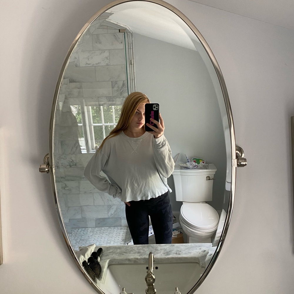 White waffle Brandy Melville shirt☁️